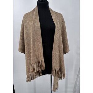 Gold Shimmer Fringe Cardigan Step In Style Poncho‎ Gold Sz XL